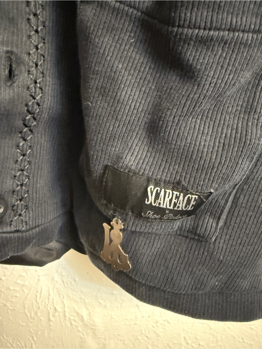Vintage Scarface Embroidered Black Men's Jacket - Picture 3 of 7